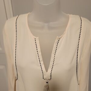 J.Crew Cream Blouse with Black Trim